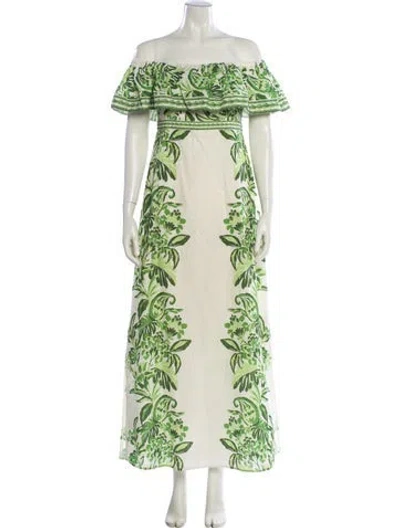 Pre-owned Anna Cate Floral Print Long Dress In Green