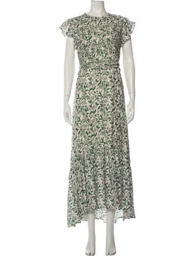 Pre-owned Anna Cate Floral Print Long Dress In Green