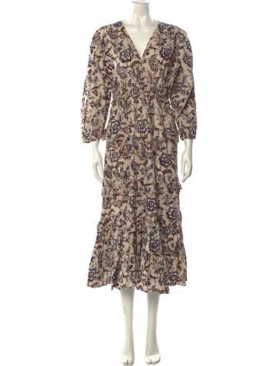 Pre-owned Anna Cate Floral Print Long Dress In Neutral