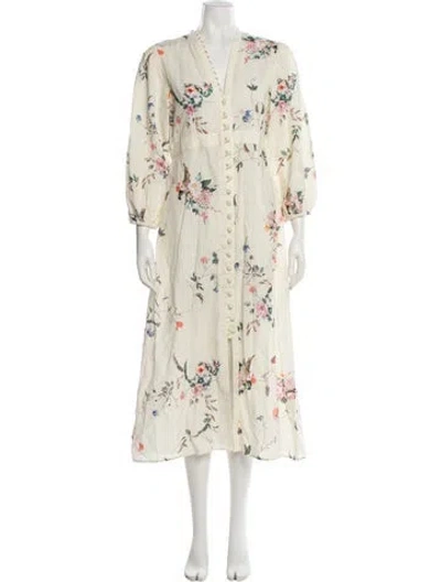 Pre-owned Anna Cate Floral Print Long Dress In Neutral