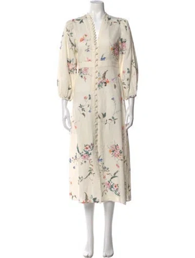 Pre-owned Anna Cate Floral Print Long Dress In Neutral