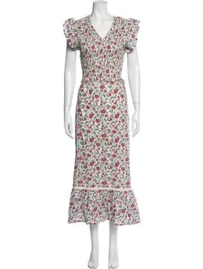 Pre-owned Anna Cate Floral Print Long Dress In Neutral