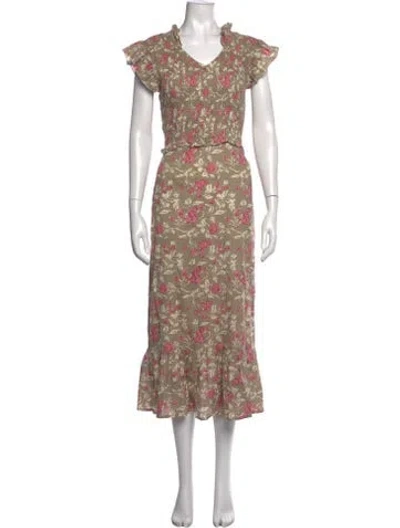 Pre-owned Anna Cate Floral Print Long Dress In Neutral