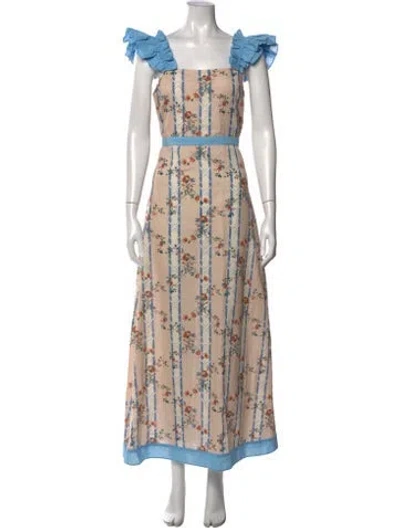 Pre-owned Anna Cate Floral Print Long Dress In Neutrals