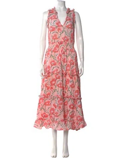Pre-owned Anna Cate Floral Print Long Dress In Pink