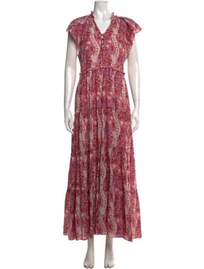 Pre-owned Anna Cate Floral Print Long Dress In Pink