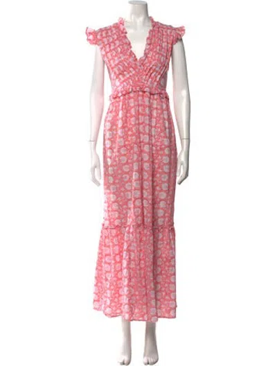 Pre-owned Anna Cate Floral Print Long Dress In Pink