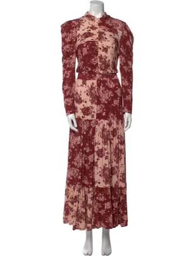 Pre-owned Anna Cate Floral Print Long Dress In Red