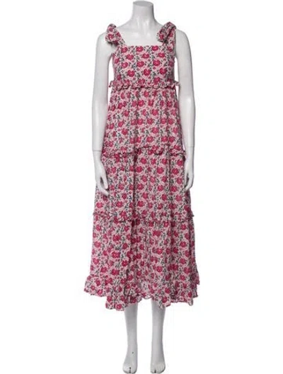 Pre-owned Anna Cate Floral Print Long Dress In Red