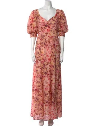 Pre-owned Anna Cate Floral Print Long Dress W/ Tags In Pink