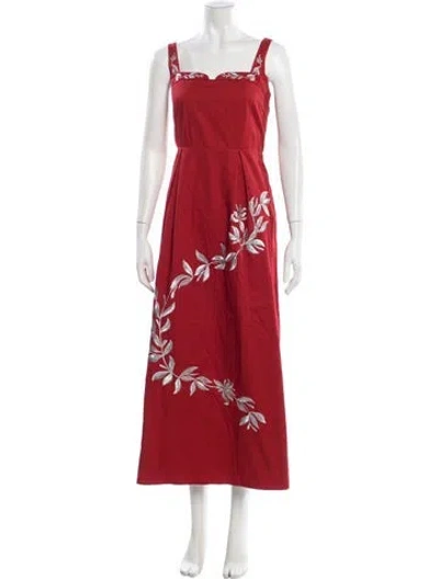 Pre-owned Anna Cate Floral Print Long Dress W/ Tags In Red