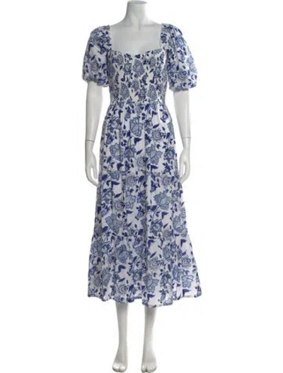 Pre-owned Anna Cate Floral Print Midi Length Dress In Blue
