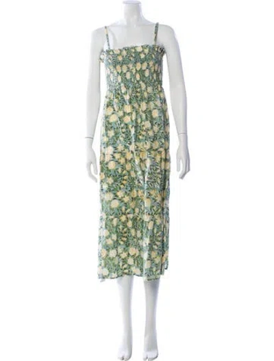 Pre-owned Anna Cate Floral Print Midi Length Dress In Green