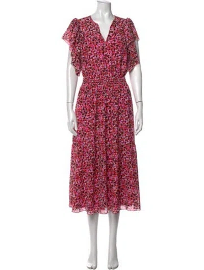 Pre-owned Anna Cate Floral Print Midi Length Dress In Pink