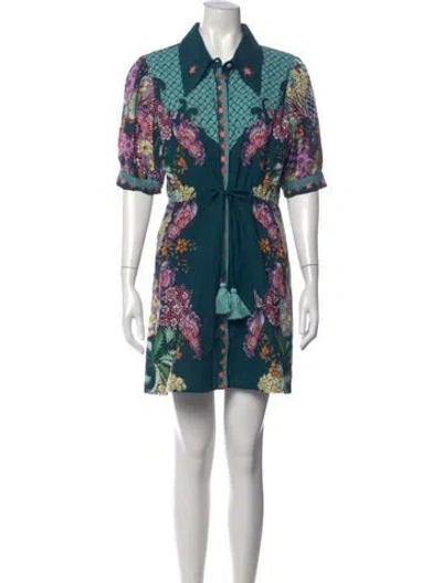 Pre-owned Anna Cate Floral Print Mini Dress In Blue