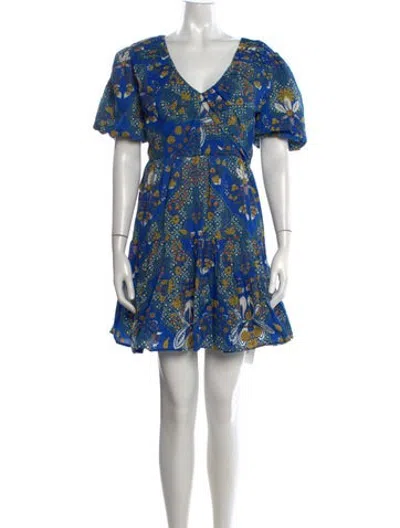 Pre-owned Anna Cate Floral Print Mini Dress In Blue