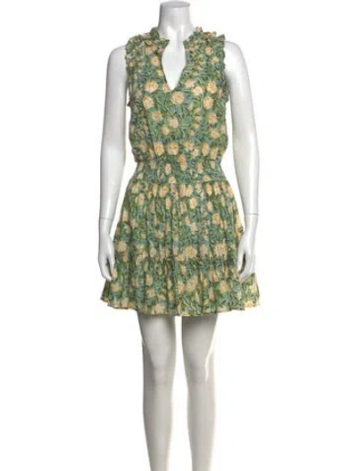 Pre-owned Anna Cate Floral Print Mini Dress In Green