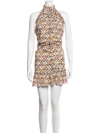 Pre-owned Anna Cate Floral Print Mini Dress In Neutral