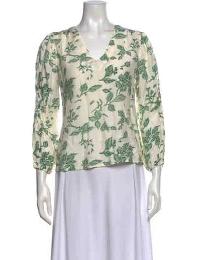 Pre-owned Anna Cate Floral Print V-neck Blouse In Multi