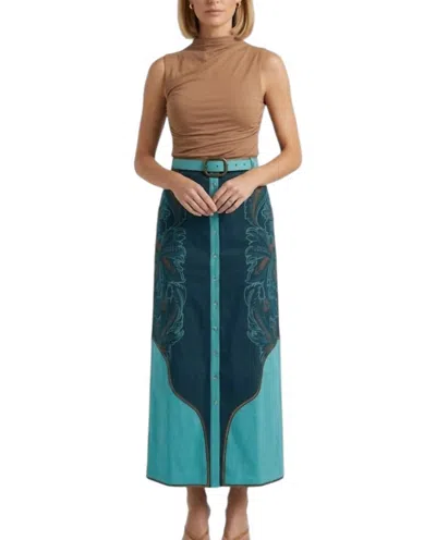 Anna Cate Flowing Maxi Portia Skirt In Teal In Multi