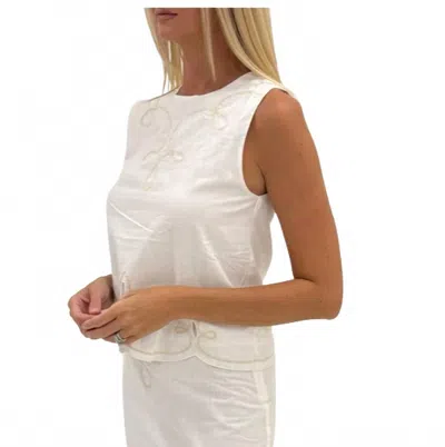Anna Cate Hampton Tank Top In Ivory Embroidery In White