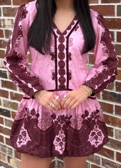 Anna Cate Harrison Dress In Blush Maroon In Multi