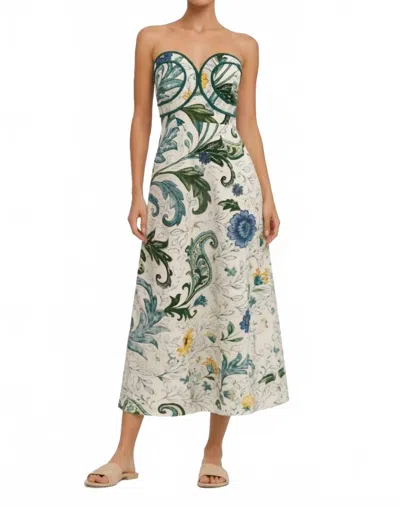 Anna Cate Hayden Strapless Midi Dress In Multi Floral Daisy