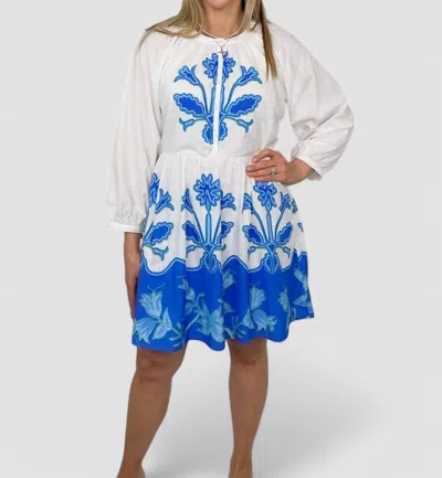 Anna Cate Hazel Dress In Royal Palm In White