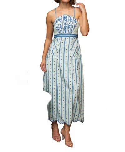 Anna Cate Hunter Midi Dress In Ribbon Cloud In Blue