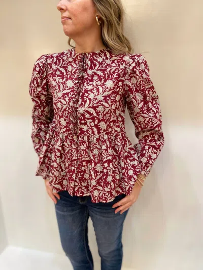 Anna Cate James Top In Maroon White In Pink