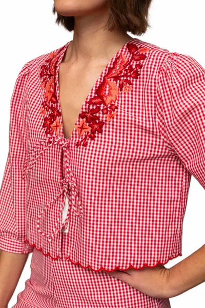 Anna Cate Jane V-neck Crop Top In Picnic Plaid In Multi