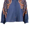 Anna Cate Jill Blouse In Navy Camel In Multi