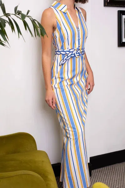 Anna Cate Jill Midi Dress In Striped In Blue