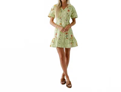 Anna Cate Kyle Mini Dress In Lime Stamp In Multi