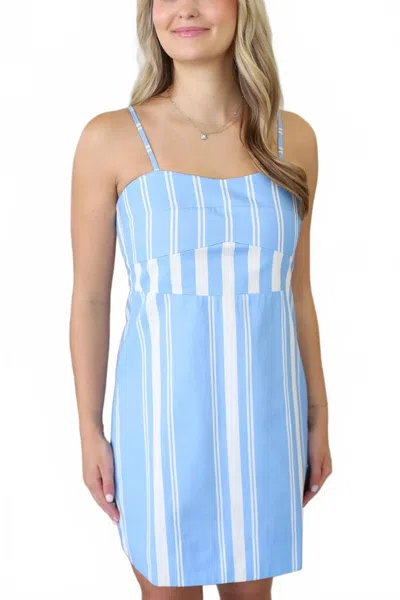 Anna Cate Lauryn Mini Dress In Powder Blue Stripe