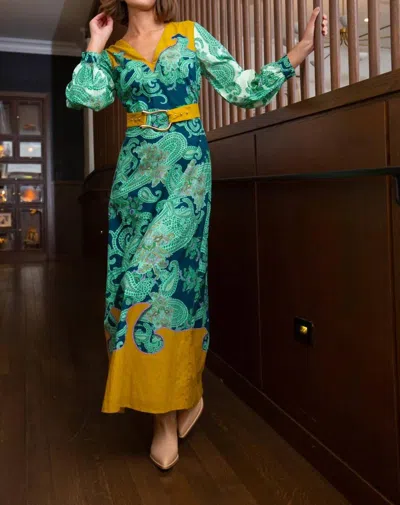 Anna Cate Lia Maxi Dress In Aqua Paisley In Multi