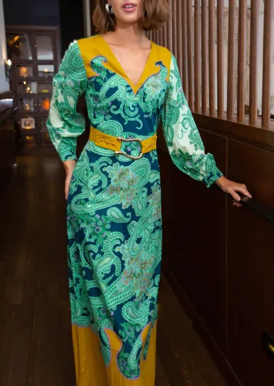 Anna Cate Lia Paisley Maxi Dress In Aqua Paisley In Green