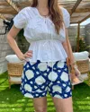Anna Cate Lizzie Short In Navy Trellis In Blue