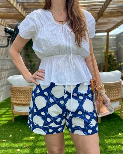 Anna Cate Lizzie Short In Navy Trellis In Blue