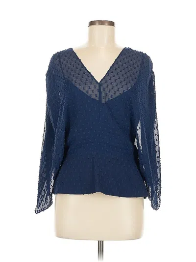 Pre-owned Anna Cate Long Sleeve Blouse In Blue