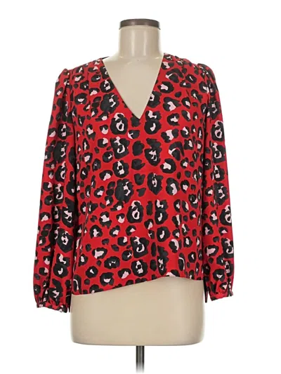 Pre-owned Anna Cate Long Sleeve Blouse In Red