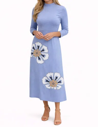 Anna Cate Marenda Knit Midi Dress In Cornflower Burst In Blue