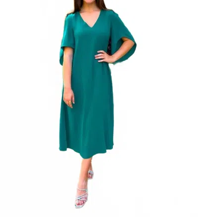 Anna Cate Meredith Midi Short Sleeve Dress In Peacock In Green