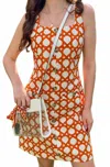 Anna Cate Merrit Mini Dress In Burnt Brand Trellis In Orange