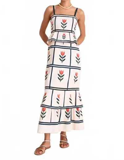Anna Cate Millard Midi Dress In Ivory Tulipa In White