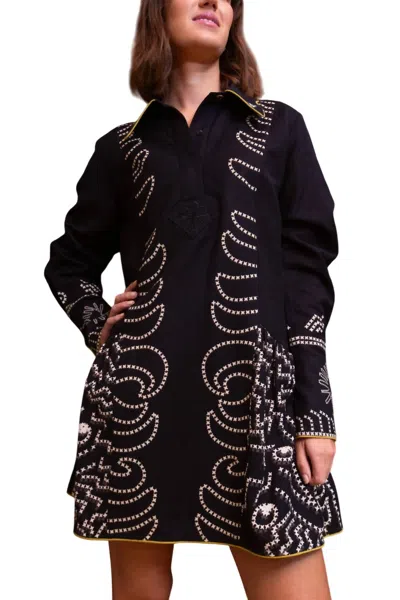 Anna Cate Mina Dress In Black/lime Stitch In Multi