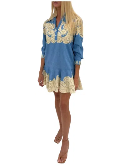 Anna Cate Mina Mini Dress In Chambray Floral In Blue