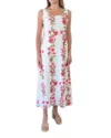 Anna Cate Minnie Midi Dress In Pink Floral Stripe In White