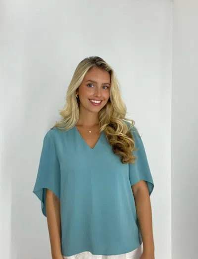 Anna Cate Nina Short Sleeve Top In Blue Mineral In Green
