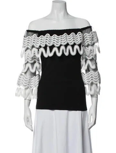 Pre-owned Anna Cate Off-the-shoulder Three-quarter Sleeve Top In Black